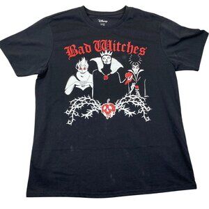 Disney Bad Witches Graphic T-Shirt Large Black Cotton/Polyester Blend